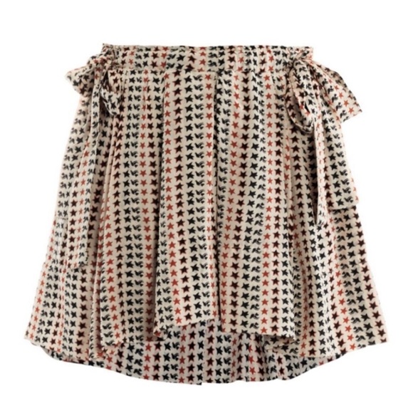 ISABEL MARANT ETOILE 100% silk Maya star bird print mini skirt 36 - Picture 1 of 6